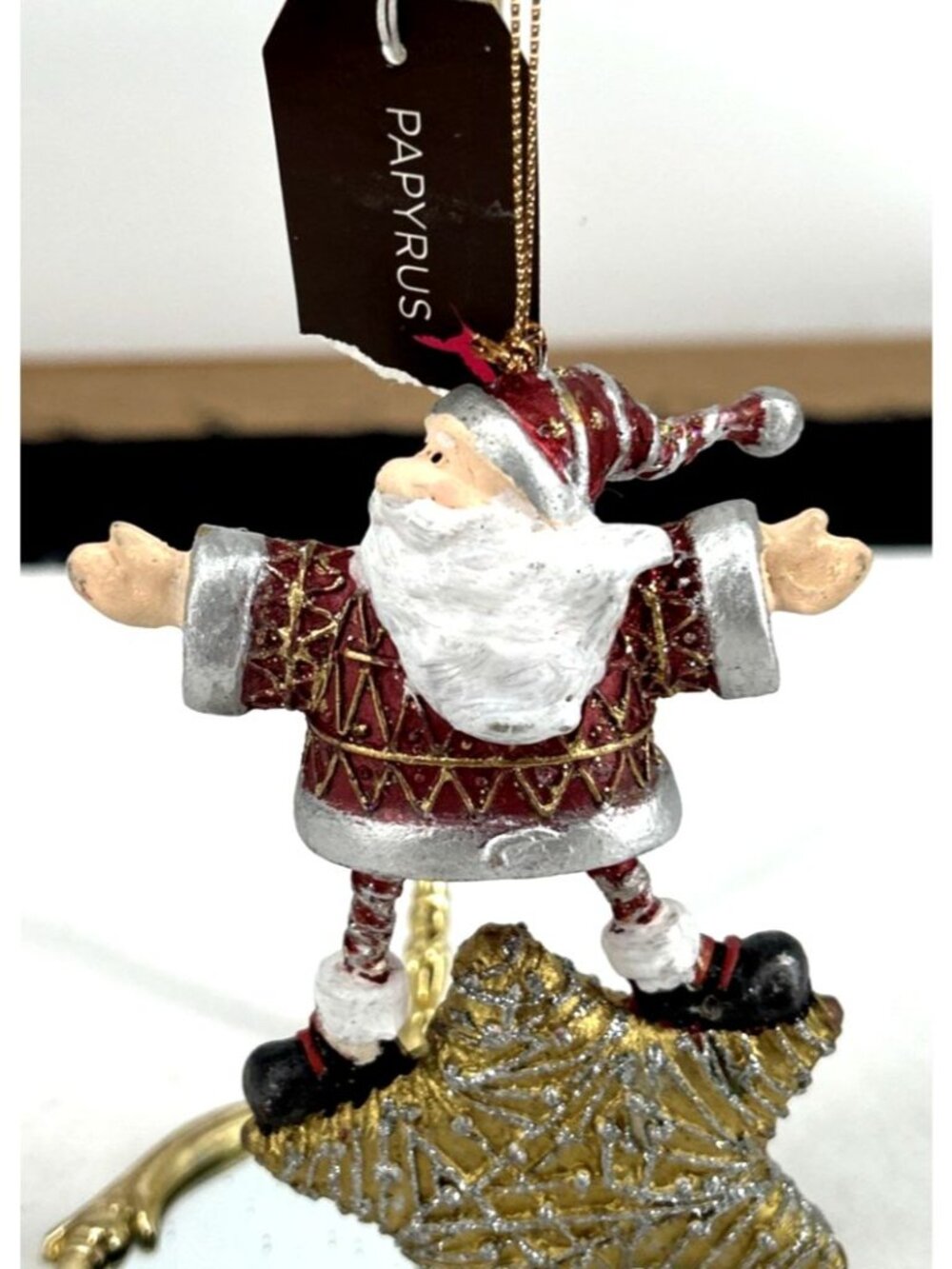 Papyrus Santa Standing on Star 5" Ornament Multicolor Resin NOS
